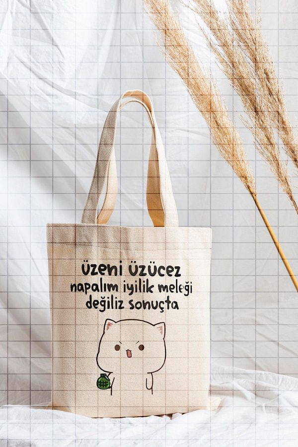 ÇELİKLER HEDİYE-Let's Nap because We Are Not Good Angels in the End Printed Cloth Bag 1