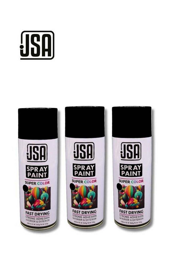 JSA-A set of 3 multi-purpose spray paint cans in black color, each with a capacity of 400ml 1
