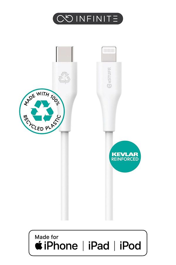 Inna marka-Cablu eSTuff INFINITE USB-C la Lightning MFI 2m Alb. Reciclat. Super moale, ES602270-BULK 1