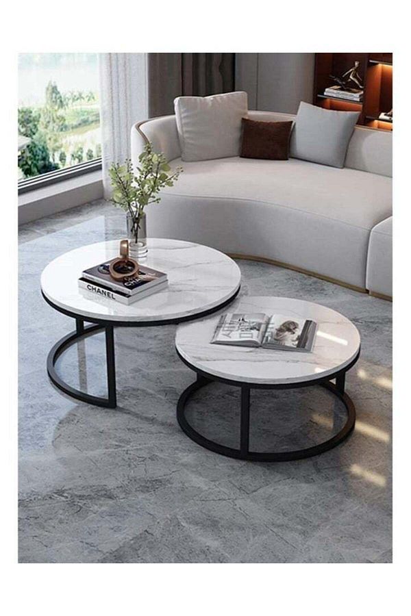 AGD-Modern Nesting Round Coffee Table Set of 2 Pieces 1