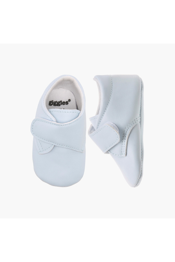 giggles-Solid Faux Leather Booties with Hook and Loop Closure 1