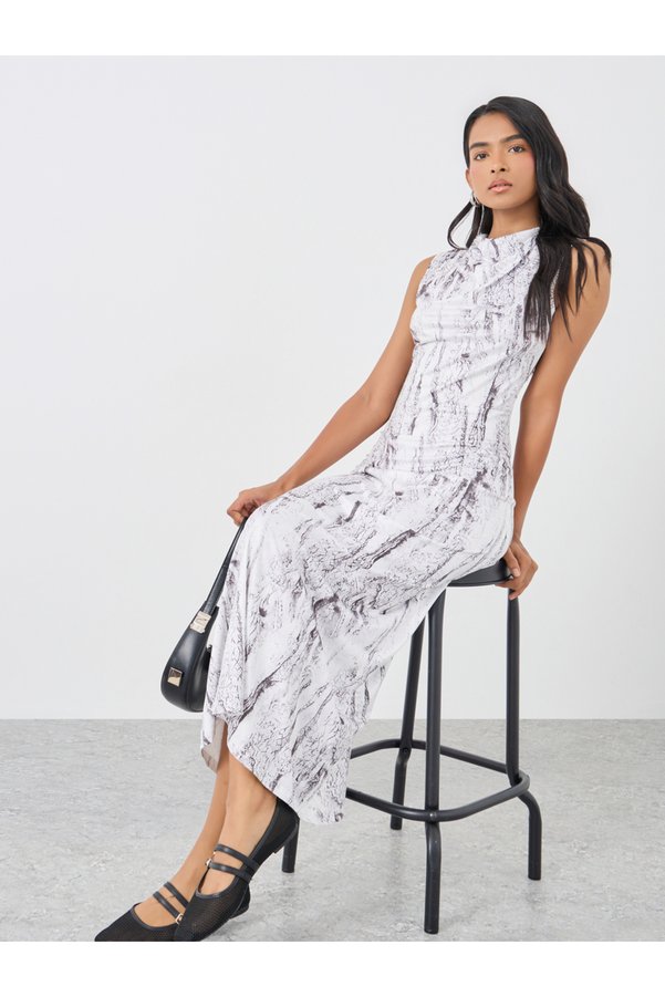 Styli Printed Sleeveless Bodycon Maxi Dress