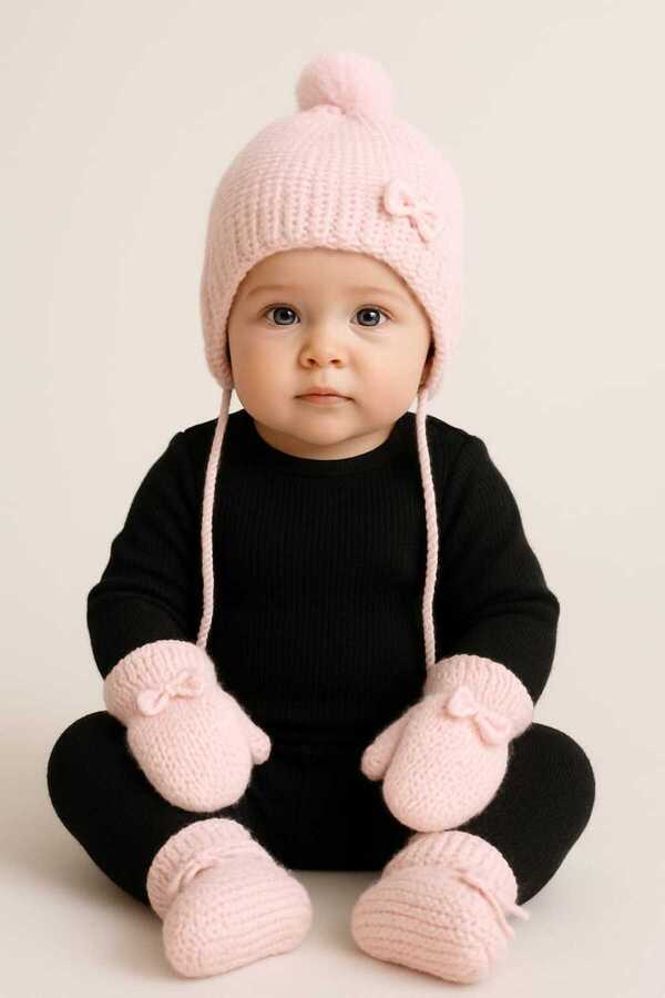 AXXAN yenidogan erkek kız bebek seti hastane çıkışı seti şapka eldiven patik çorap seti 3lü set 0/12 ay