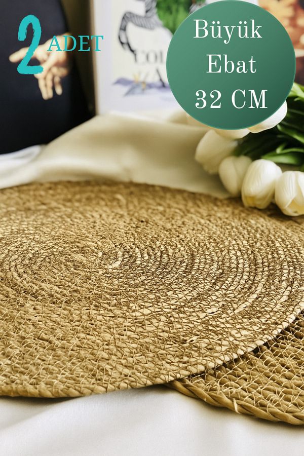 YUNUSOĞLU HOME-Wicker Jute Supla Set of 2 American Service 32 cm Diameter Supla Set of 2 1