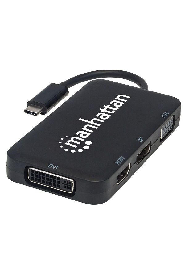 MANHATTAN-Dock/Hub USB-C, porturi (x4): DisplayPort, DVI-I, HDMI sau VGA, 1