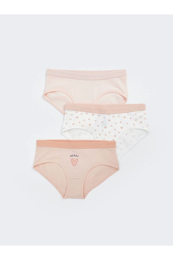 LC Waikiki-LCW Kids Ecru Printed Chiloți pentru fete 3 piese 1