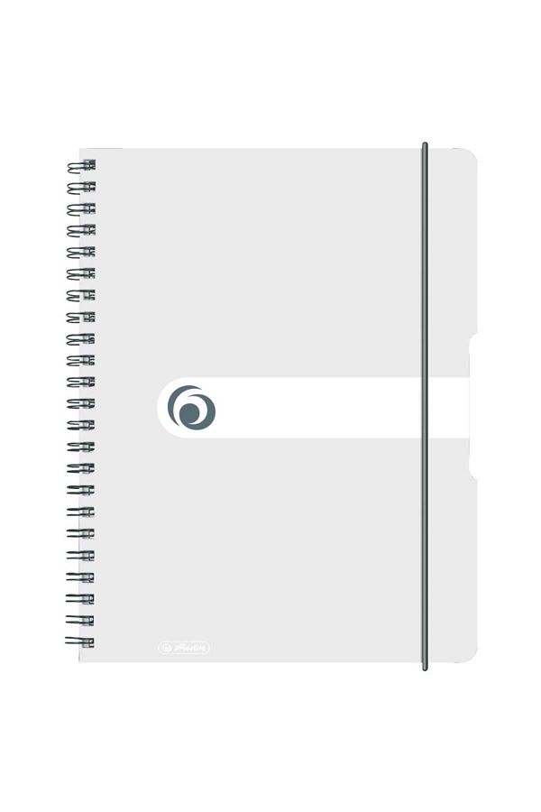 Herlitz-Caiet spiralat EOTG A4, culoare transparentă, material PP, 80 de coli, format grilă, bandă elastică 1