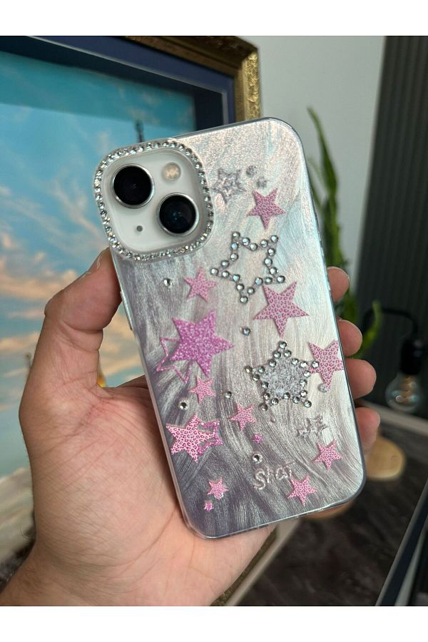 m.tk moveteck-iPhone 15 Case Camera Frame Stone Back Hologram 3D Pattern Color Reflection Figure Cover 1