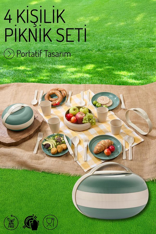 Nandy Home-Round, 4-Person Multi-Purpose Portable Picnic Set, Portable Design 1