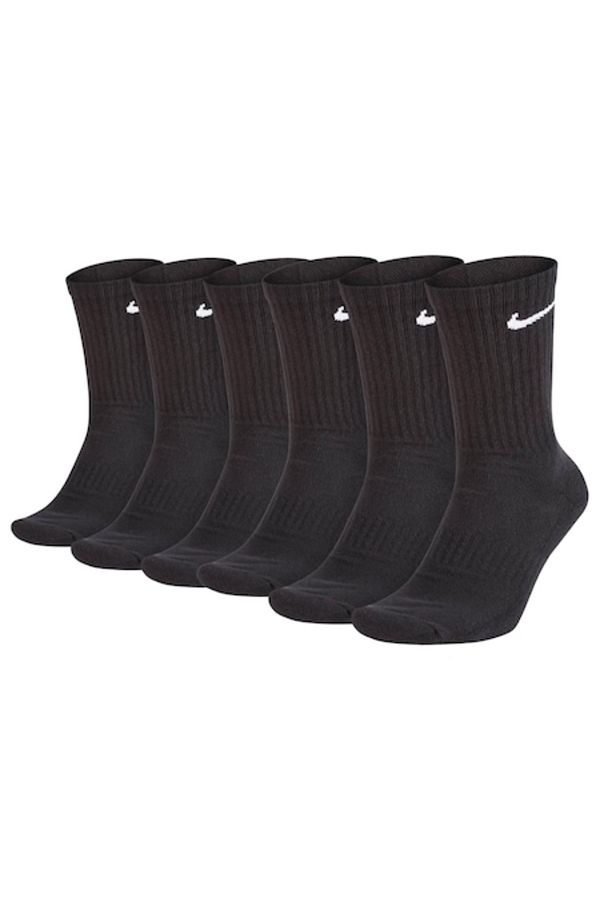 Nike-, Set of long unisex socks with monogram pattern - 6 pairs, Black, 38-42 1