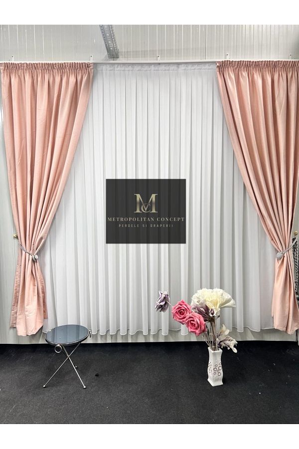 Metropolitan Concept-Set of 2 blackout curtains in linen texture, worked on 10 cm wide rejansa 1