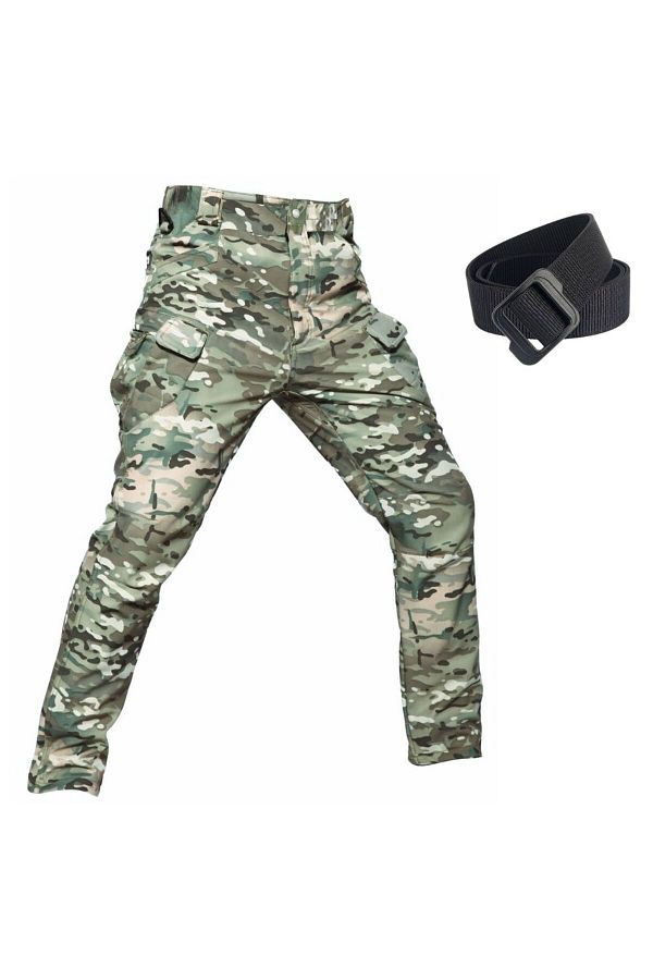 Hipolar-Multicam Camouflage Softshell Tactical Pants, with Adjustable Belt, Multiple Pockets 1