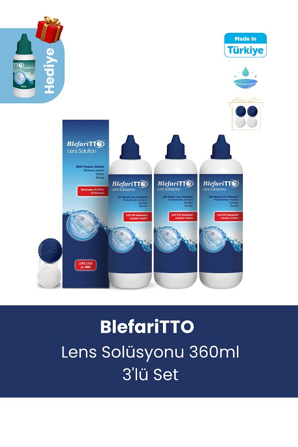 TTO-Bleffaritto Lens Solution 360 ml Set of 3 Pcs + Tto 60 ml Bag Size Lens Solution Gift 1