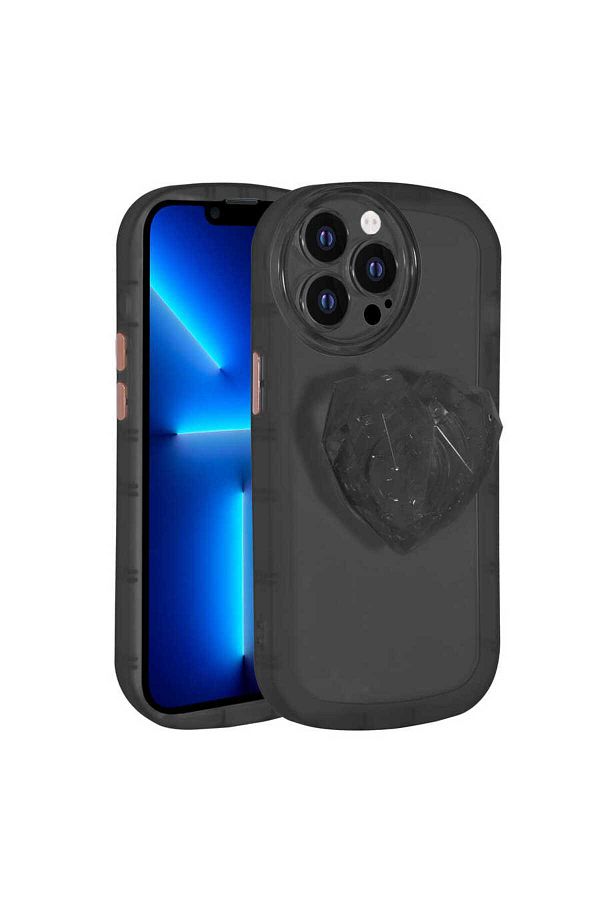 Cep Plus-iPhone 13 Pro Compatible Camera Protected Colorful Cppl Ofro Case with Pop Socket-Black 1