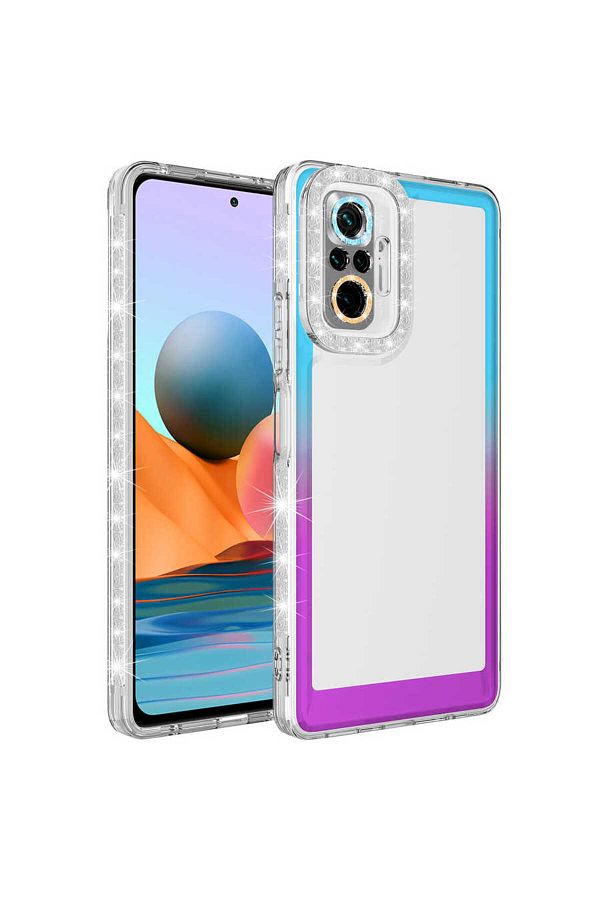 Cep Plus-Redmi Note 10 Pro Case Cppl Parking Cover with Glitter and Color Transition Design Lens Protection - Blue-Purple 1