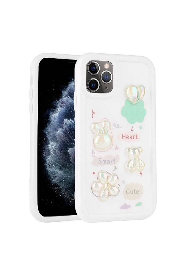 Cep Plus-iPhone 11 Pro Max Compatible Embossed Figure Glossy Cppl Toys Silicone Case-White 1