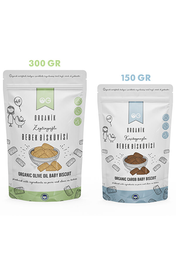 OG natural Organik Keçiboynuzlu ve Zeytinyağlı Bebek Bisküvi Seti +6 Ay