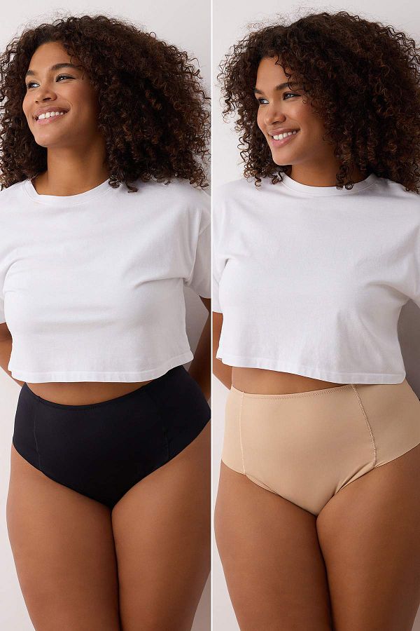 Trendyol Curve-Mehrfarbiges 2er-Pack Hipster-Slips in Übergröße TBBAW26CM00007 1