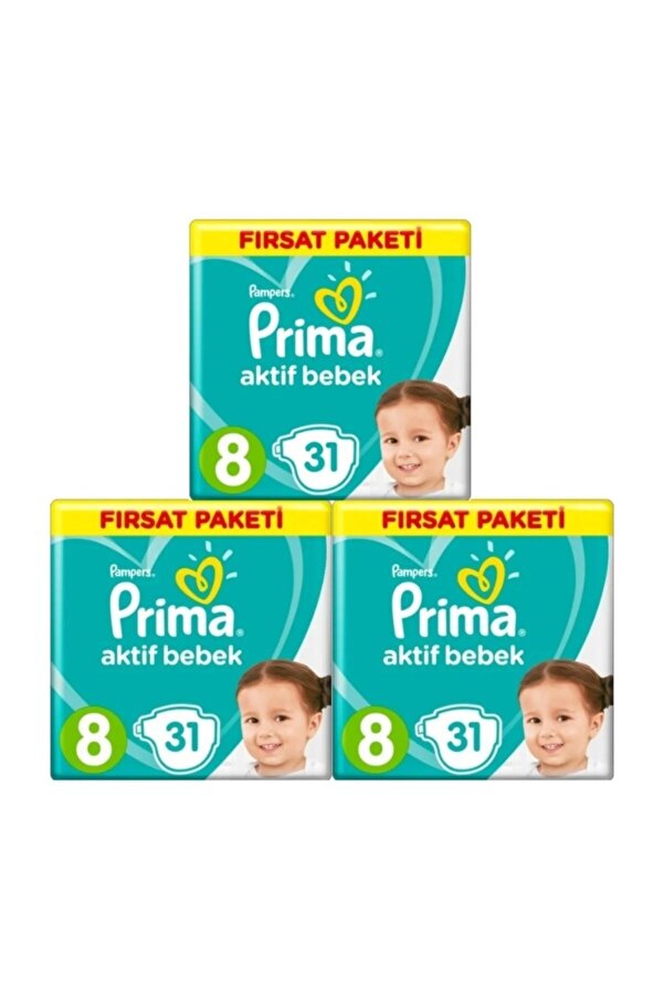 Prima Aktif Bebek 17 Kg 8 Numara 31 X 3 = 93 Bebek Bezi Paketi