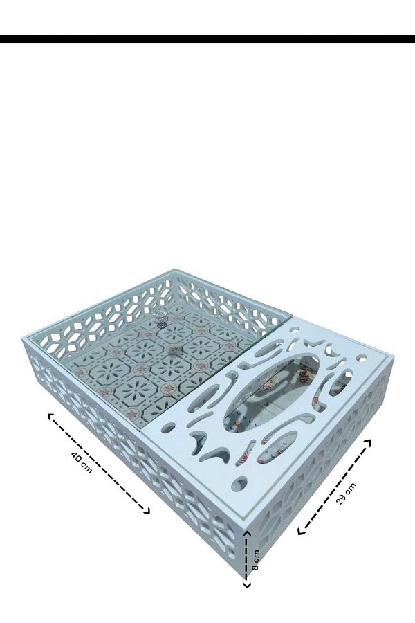 AR-Double wooden guest serving tray with napkin box 1
