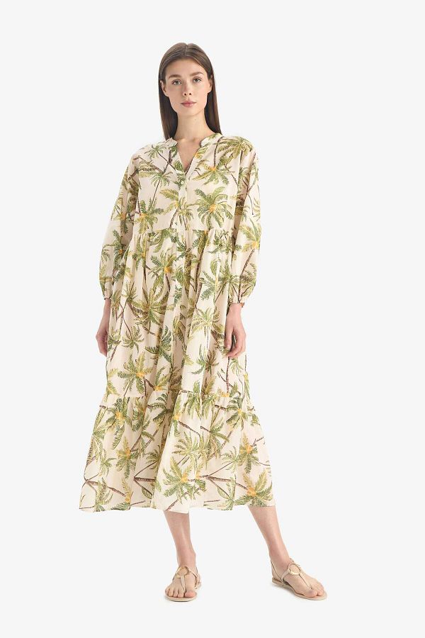 DeFacto-Tropisch gemustertes Voile-Strandkleid – Fall in Love E7745AX25SP 1