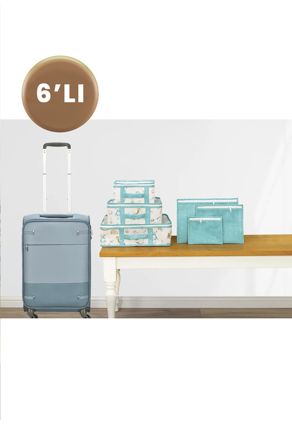 İNKOHA 6’lı Mavi Bebek Valiz Ve Bavul Düzenleyici Set – Doğum Çantası & Hastane Çıkışı Organizer