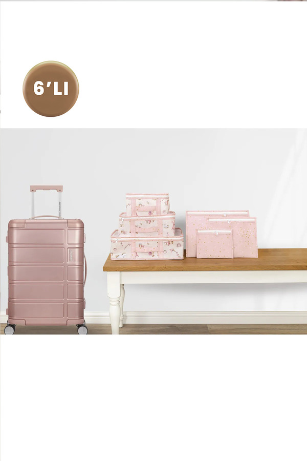 İNKOHA 6’lı Pembe Bebek Valiz Ve Bavul Düzenleyici Set – Doğum Çantası & Hastane Çıkışı Organizer