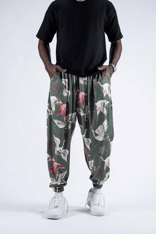 SUPERBLUE-Unisex Etkink Pattern Figured Summer Wrap Baggy Trousers 1