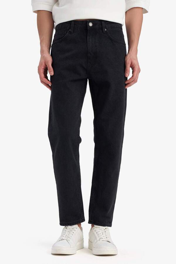 DeFacto-100% βαμβάκι 90s Slim Fit Skinny Fit Ψηλόμεσο στενό παντελόνι μαύρο τζιν E9202ax25sp 1