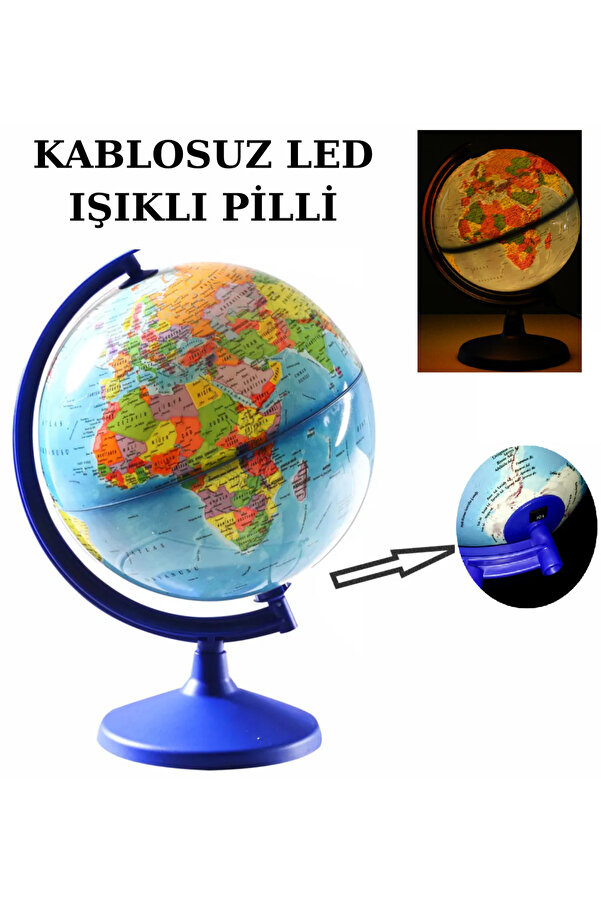 LRS STORE Pilli Eğitici Işıklı Küre / Dünya Küresi 30 Cm Eğitici Harita Çocuk Gece Lambası