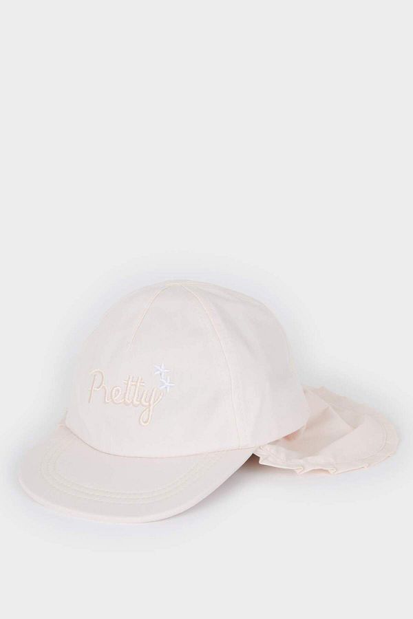 DeFacto-Baby Girl Embroidered Neck Protected Cotton Cap Hat D8385A525Sm 1
