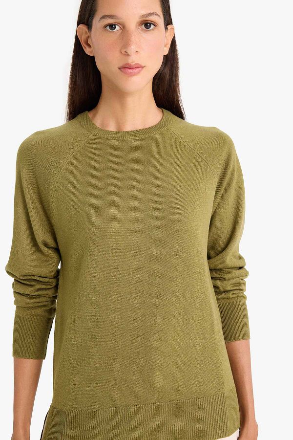 DeFacto-Weich strukturierter Strickpullover mit Rundhalsausschnitt – normale Passform I6913az24wn 1
