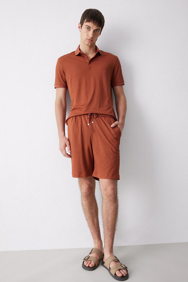 DeFacto-Regular Fit All-Directional Stretching Crinkle Bermuda Shorts E0980ax25sm 1