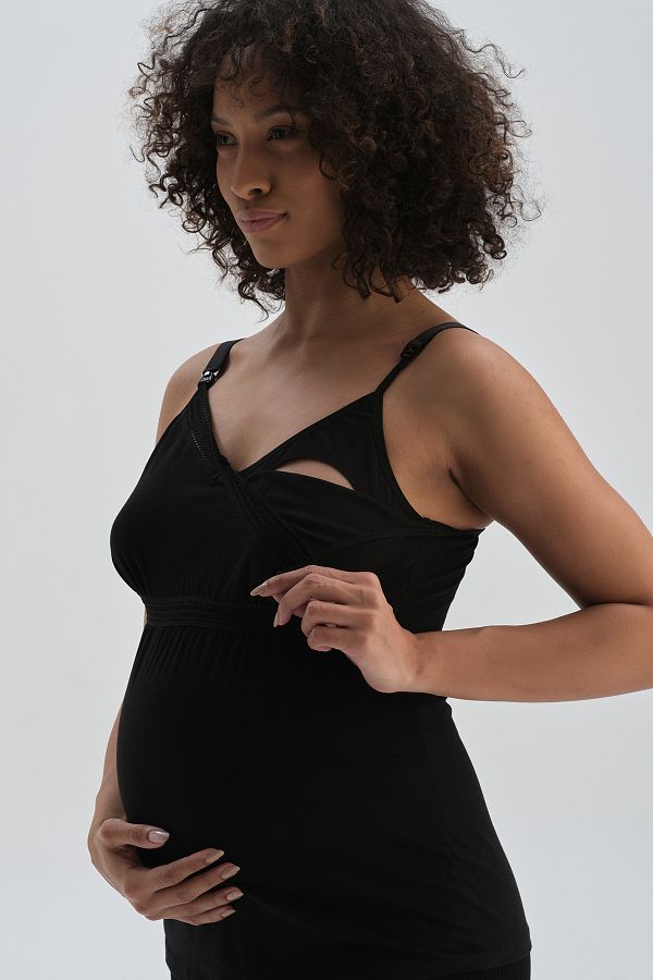 Dagi-Black Maternity Breastfeeding Undershirt 1