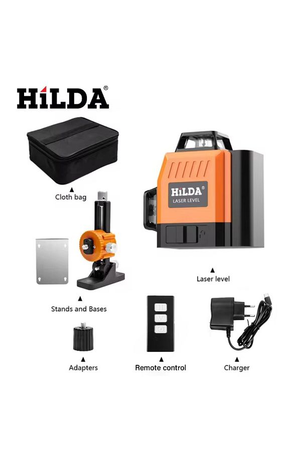 Hilda-LS179 مستوى ليزر صغير 12 خطًا ثلاثي الأبعاد ذاتي التسوية 360 درجة أفقيًا ورأسيًا متقاطعًا بقوة فائقة 1