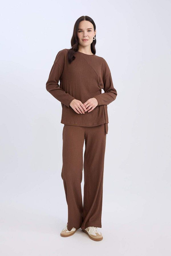 DeFacto-Bürümcük Hose mit weitem Bein, weitem, lockerem Bein, flexibler Taille C0200AX24AU 1