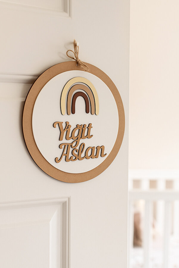 ARSERGROUP Rainbow Bebek Ve Çocuk Odası Kapı Süsü Ahşap Isimlik Bebek Kapı Süsü