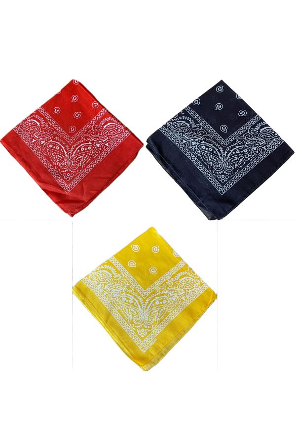 Rupen Kraft-100% Cotton Classic Pattern Unisex 3-Piece Bandana Set Colorful Bandana Ethnic Patterned a Quality Bandana 1