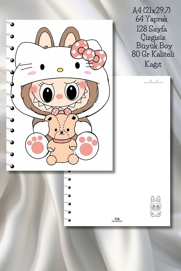 daily notebook-دفتر مدرسي غير مملوء بالخطوط من لابوبو، 64 ورقة/128 صفحة حلزونية مقاس A4 كبير (21 × 29.7 سم) 1