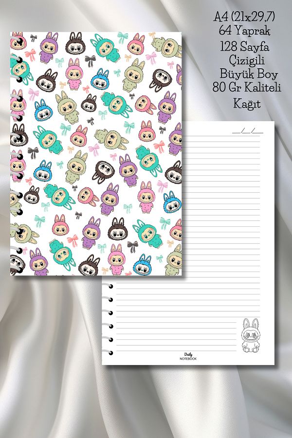 daily notebook-دفتر مدرسي مخطط من لابوبو، 64 ورقة/128 صفحة حلزونية مقاس A4 كبير (21 × 29.7 سم) 1