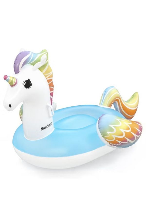 BESTWAY-Unicorn Inflatable Pool Float for Kids – Ride-On with Handles, 155 x 119 cm 1