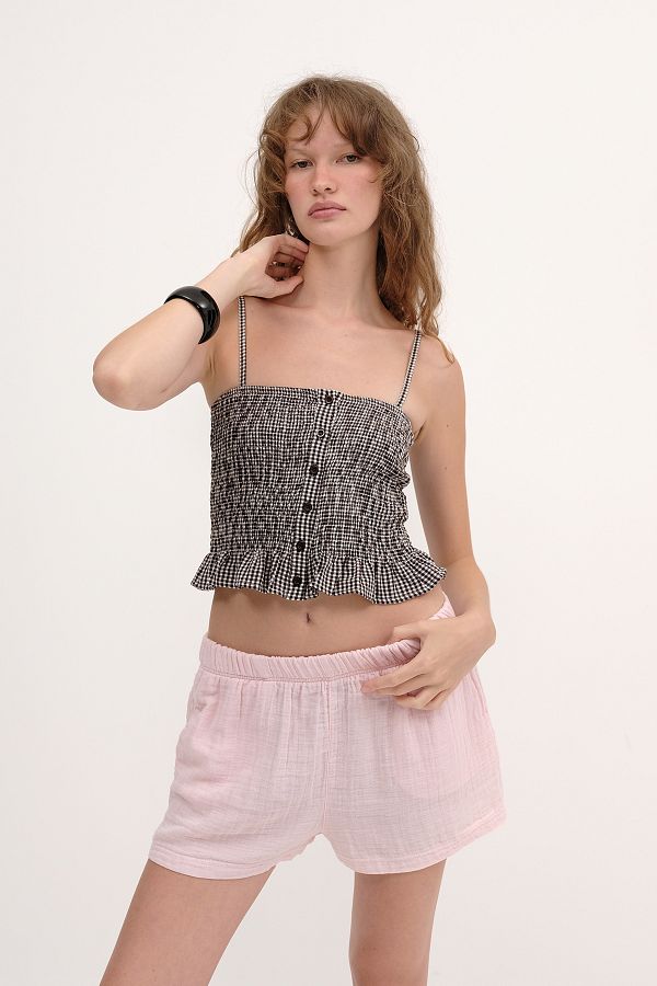 Addax-Gingham Patterned Buttoned Blouse A17282-S1 1