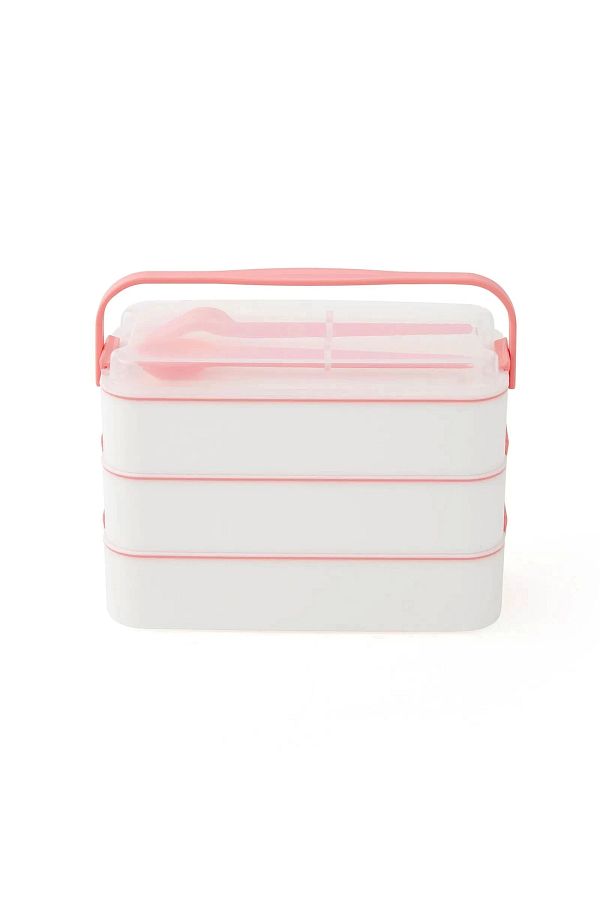 PRATİKOBA-3-Tier Lunch Box with Handle Diet Lunch Box Storage Box with Fork Spoon 1