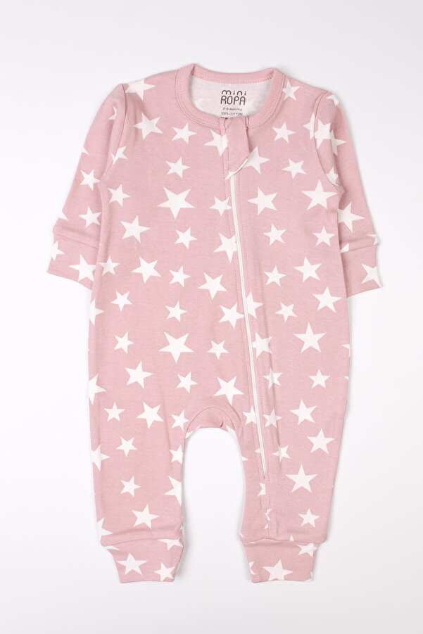 Mini Ropa Fermuarlı Bebek Çocuk Tulumu Yıldız Desenli Uyku Tulumu