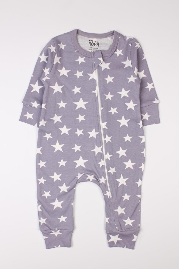 Mini Ropa Fermuarlı Bebek Çocuk Tulumu Yıldız Desenli Uyku Tulumu