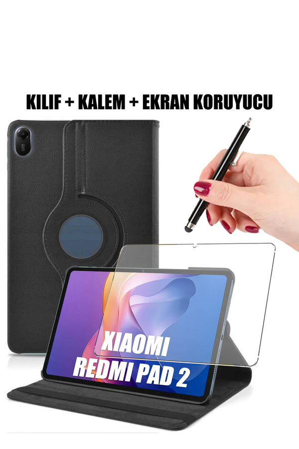 Nezih Case-Redmi Pad 2 Compatible 360 ​​Degree Rotatable Smart Case with Sleep Mode Stand, Screen Protector and Pen Set 1