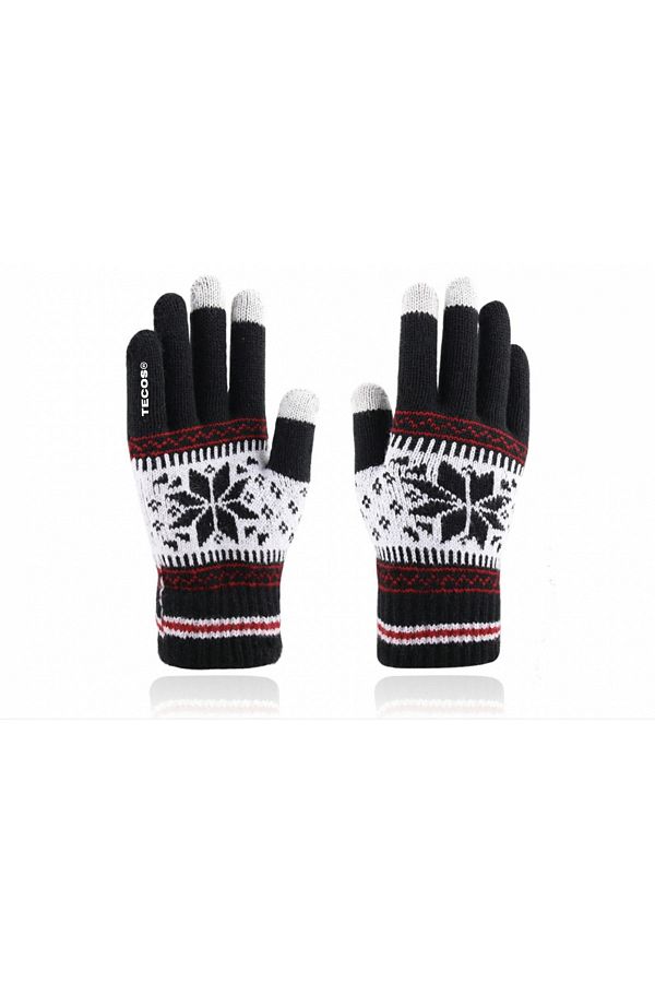 TECOS-Winter touchscreen gloves for adults, Tecos®, universal size, black with Nordic pattern 1