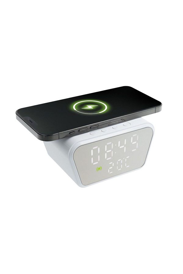 Mercaton-Încărcător wireless, încărcare rapidă 15W cu ceas digital și termometru, 11 x 8 x 6,5 cm, alb 1