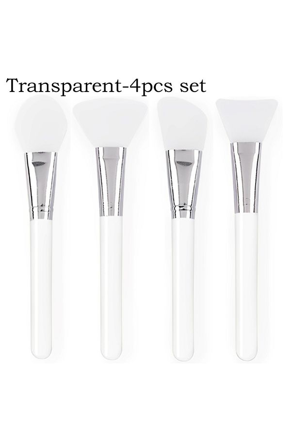Choice3-Transparent 4pcs Silicone Face Mask Applicators Soft Head Flexible Face Mask Brushes for Mud C 1
