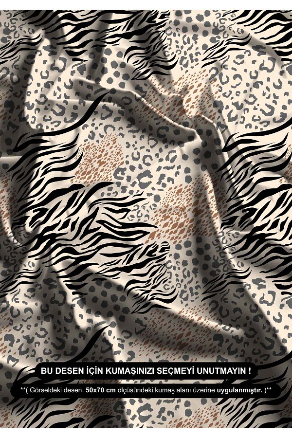 DESENİX-Zebra and Leopard Mix Wild Pattern Digital Printing Fabric |   150X100Cm |   Animal Print Combination 1